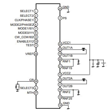 Application Circuit Diagram - ROHM Semiconductor BD63910MUV Stepper Motor Driver